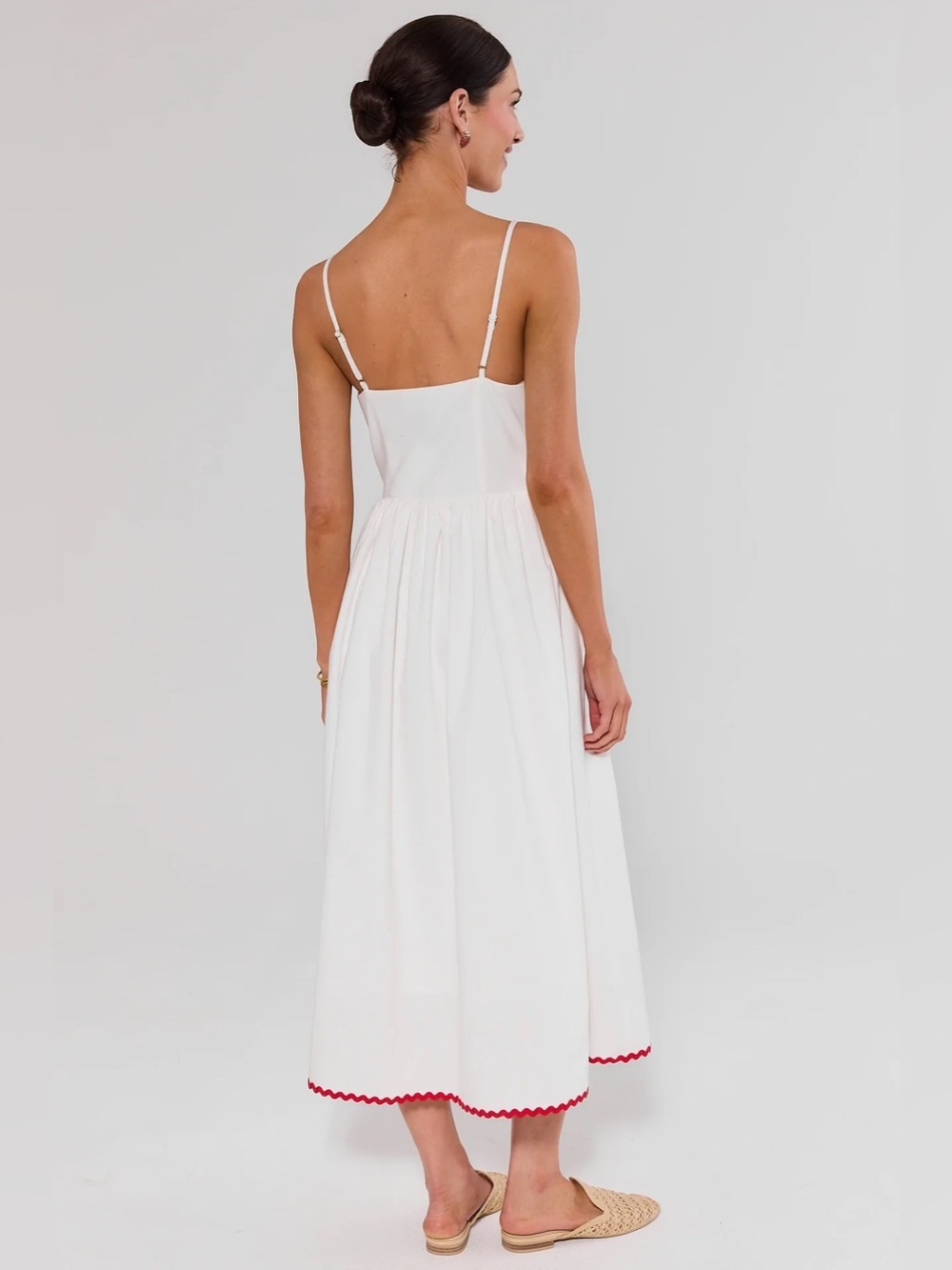 NWT Avara White Contrast Trim Midi Dress Sz S - Picture 3 of 9